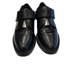 VINCE Wren Women's Oxford Shoes Monk Strap Black Leather Sz US 8 EU 38